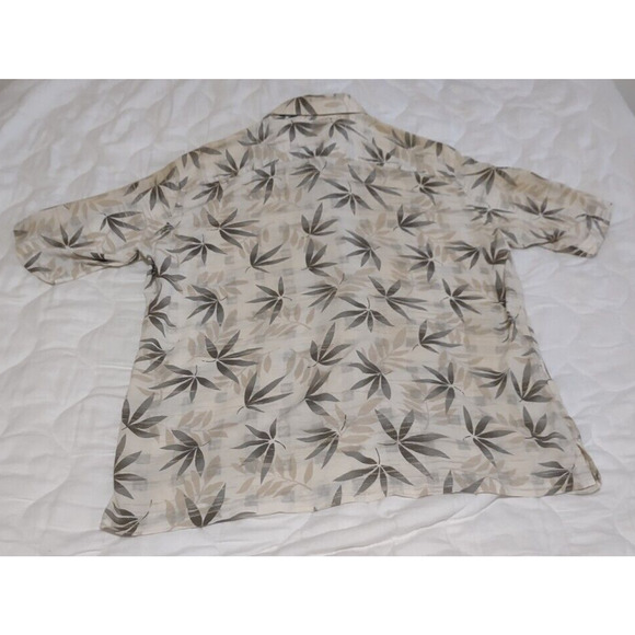 METRO CONCEPTS Mens Large Green & Tan Rayon Floral Hawaiian Shirt - Picture 8 of 11